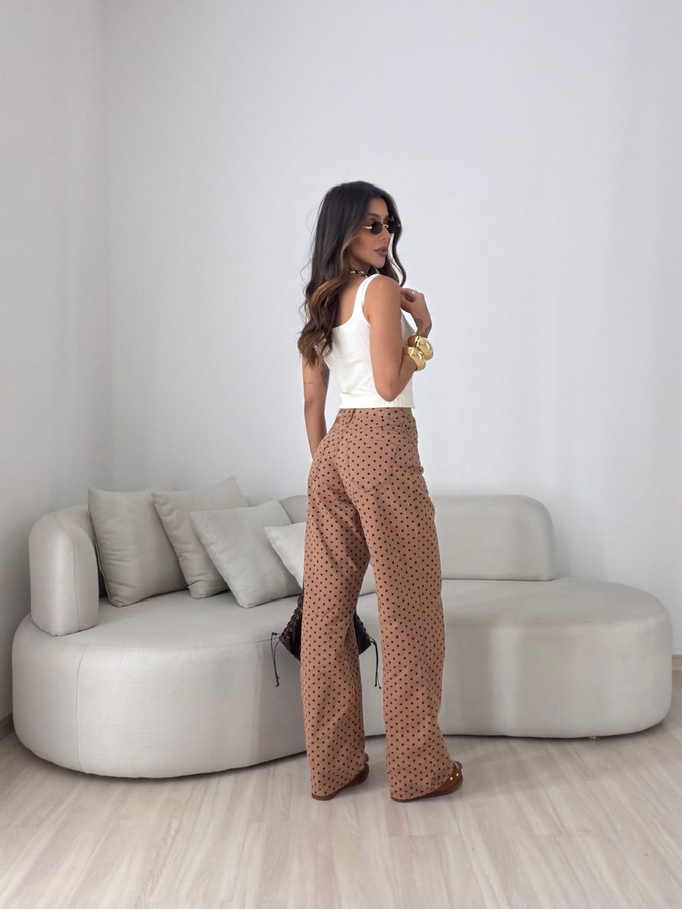 CALÇA STEFANY POÁ CAPUCCINO 