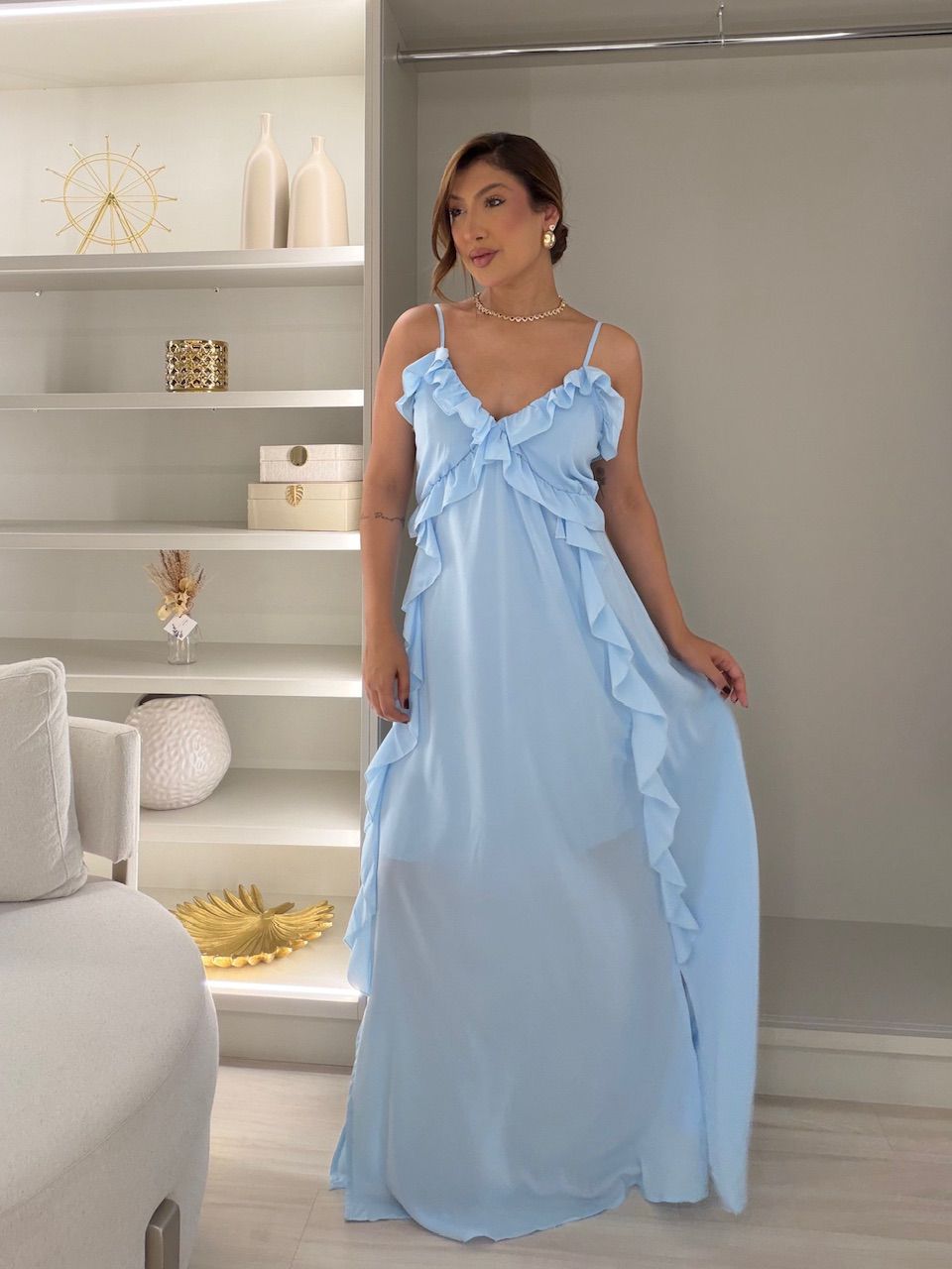 VESTIDO MARINA BABADOS AZUL