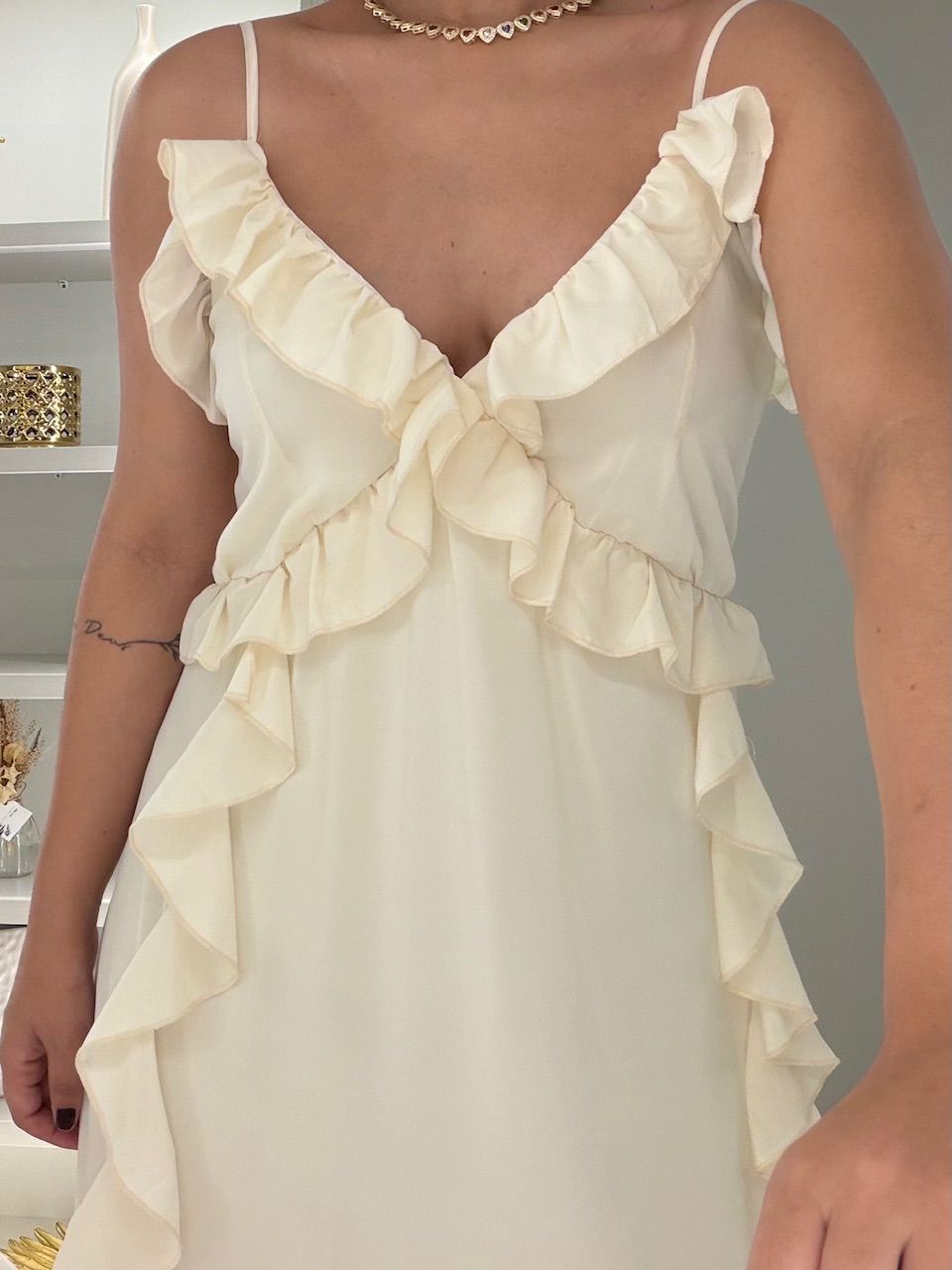 VESTIDO MARINA BABADOS CREME