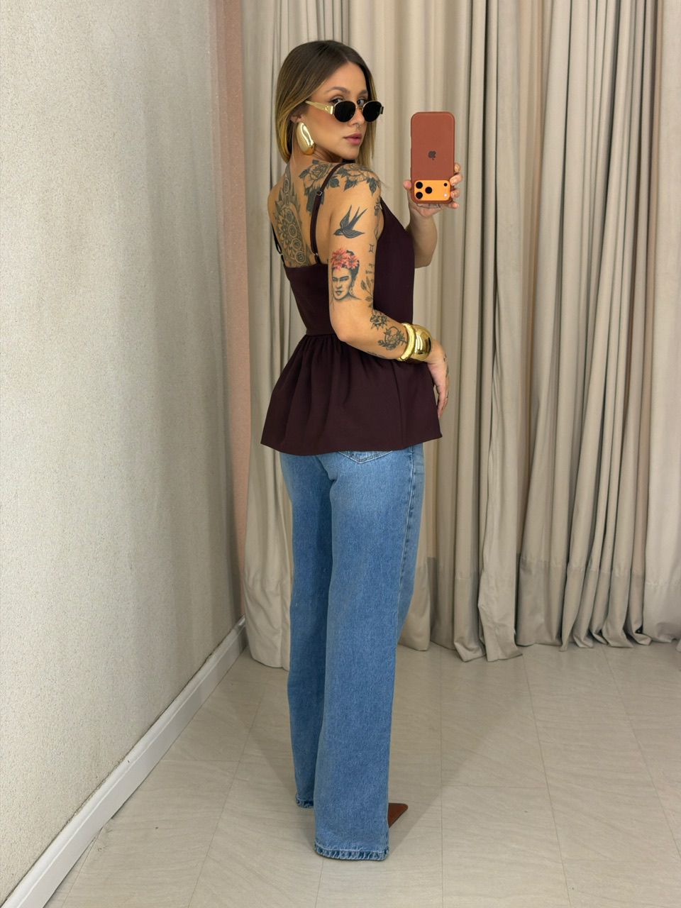 BLUSA ESTELA PEPLUM BORDO