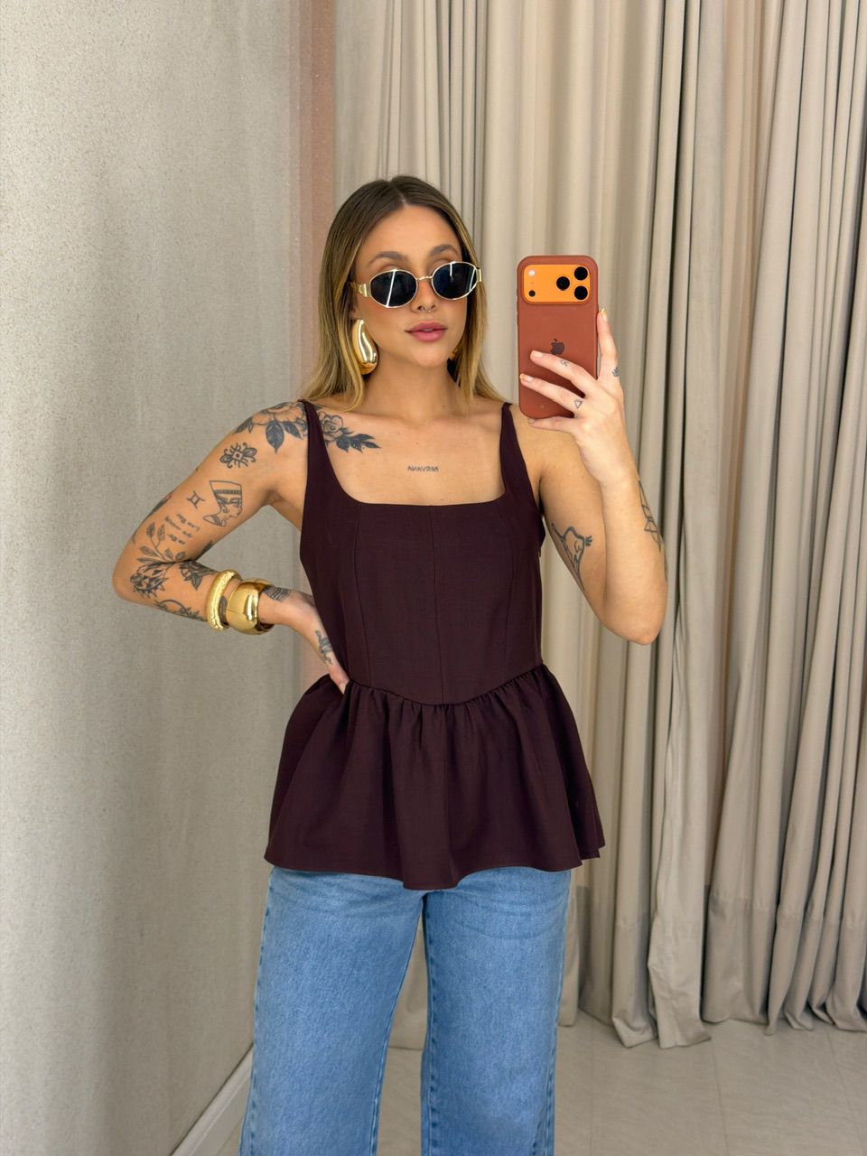 BLUSA ESTELA PEPLUM BORDO