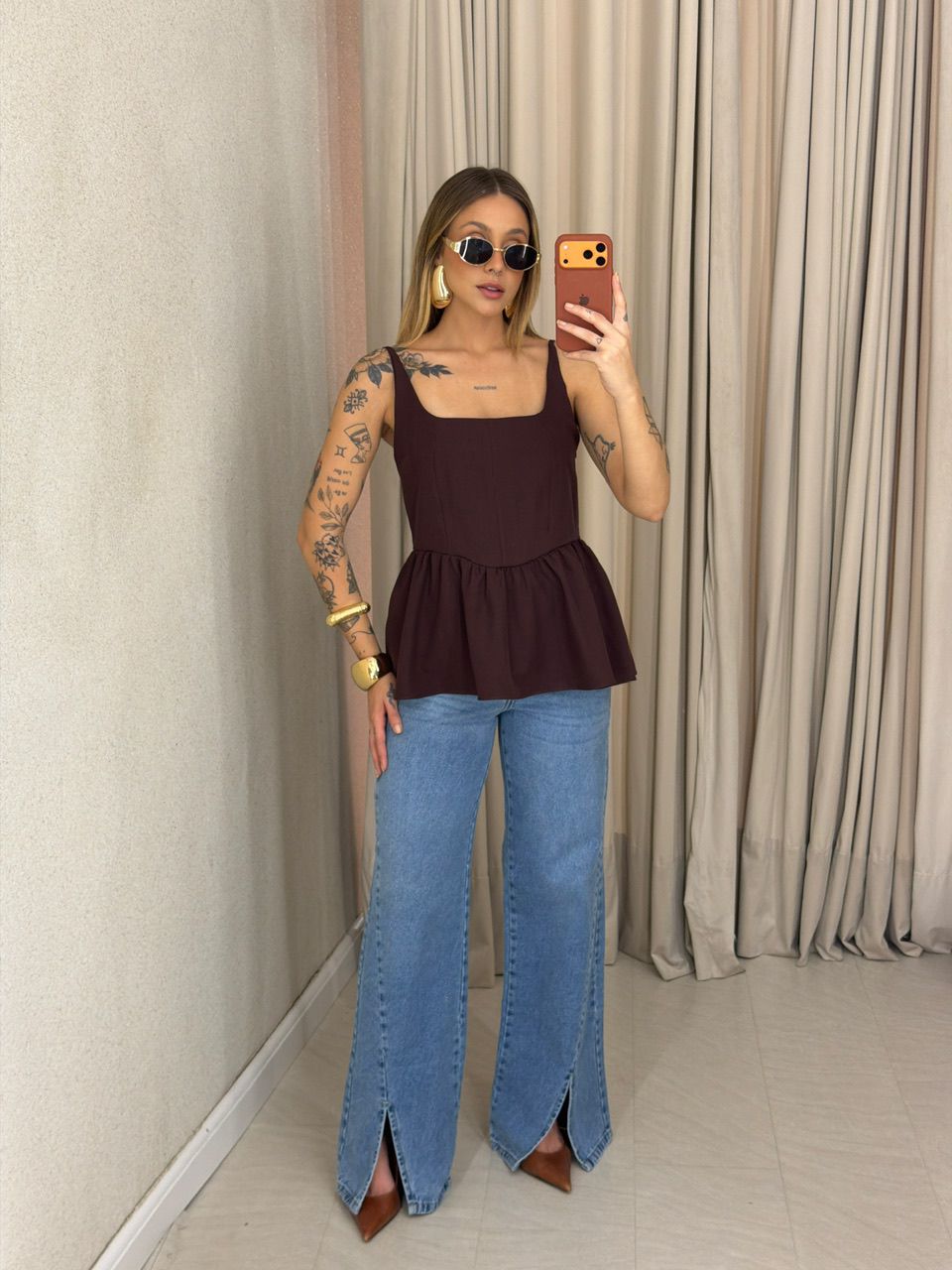BLUSA ESTELA PEPLUM BORDO