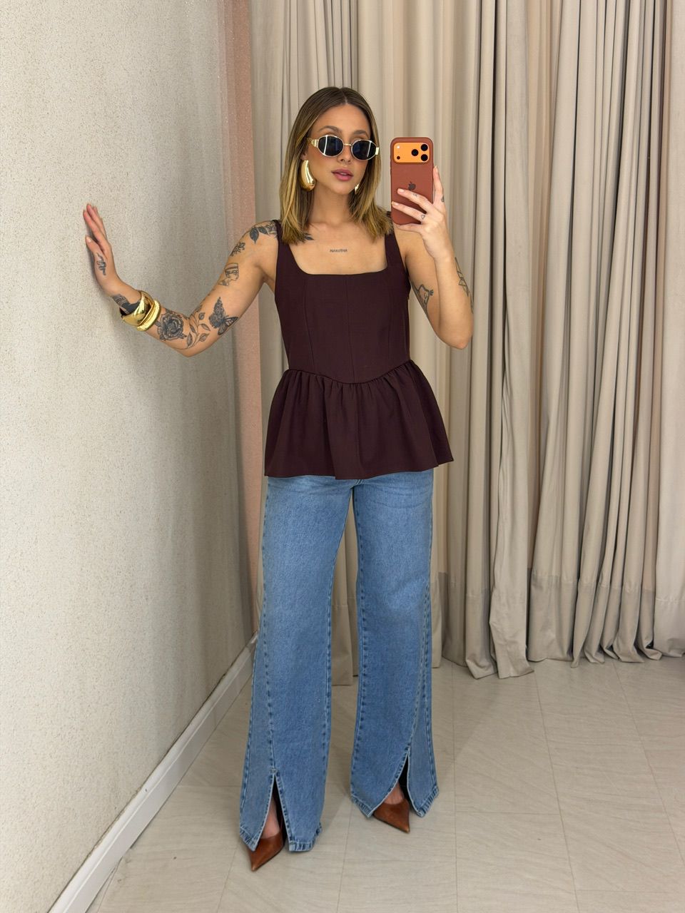 BLUSA ESTELA PEPLUM BORDO