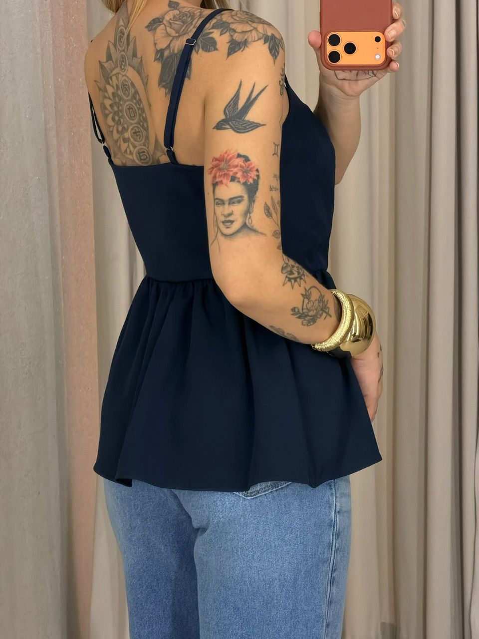 BLUSA ESTELA PEPLUM MARINHO