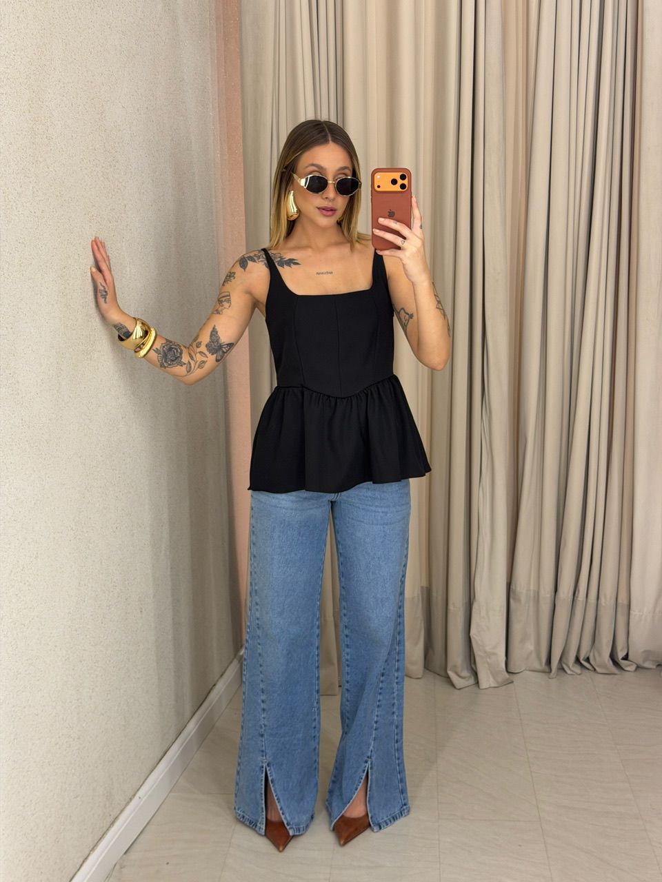 BLUSA ESTELA PEPLUM PRETA