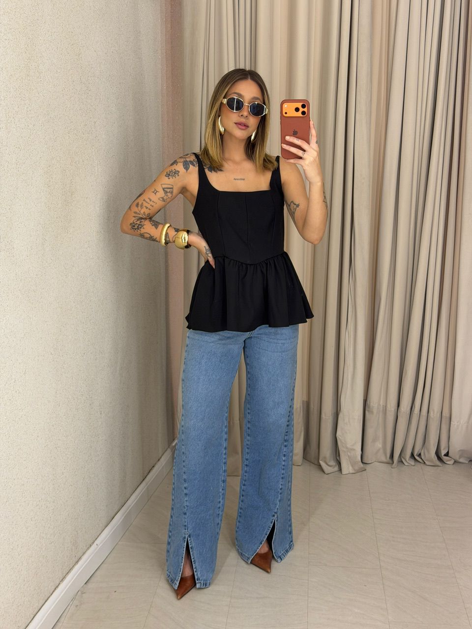 BLUSA ESTELA PEPLUM PRETA