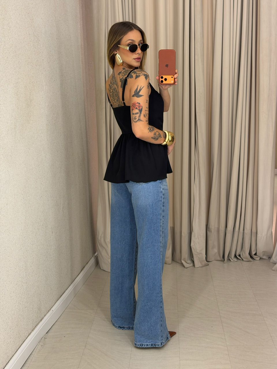 BLUSA ESTELA PEPLUM PRETA