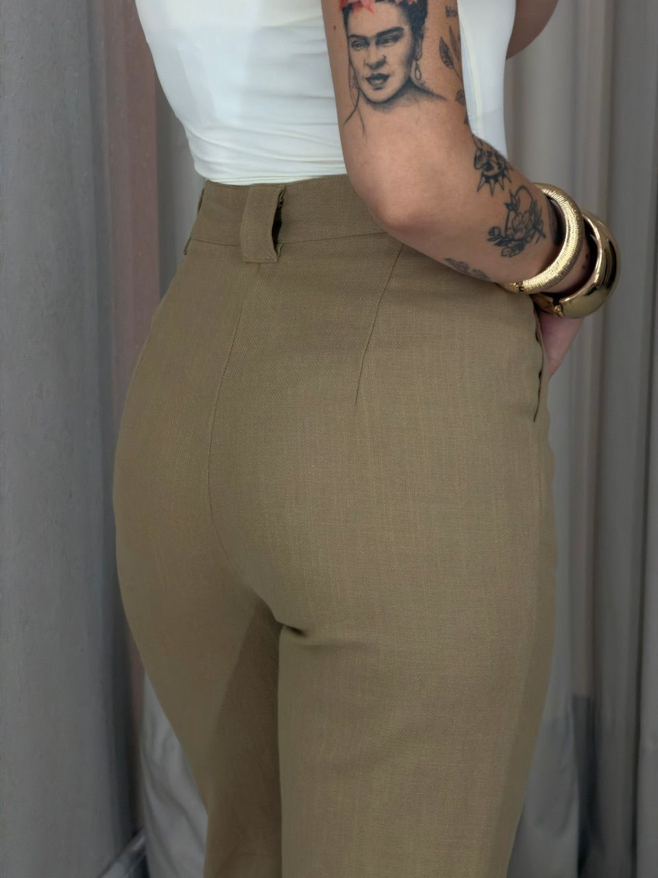 CALÇA ROSE ZÍPER NUDE