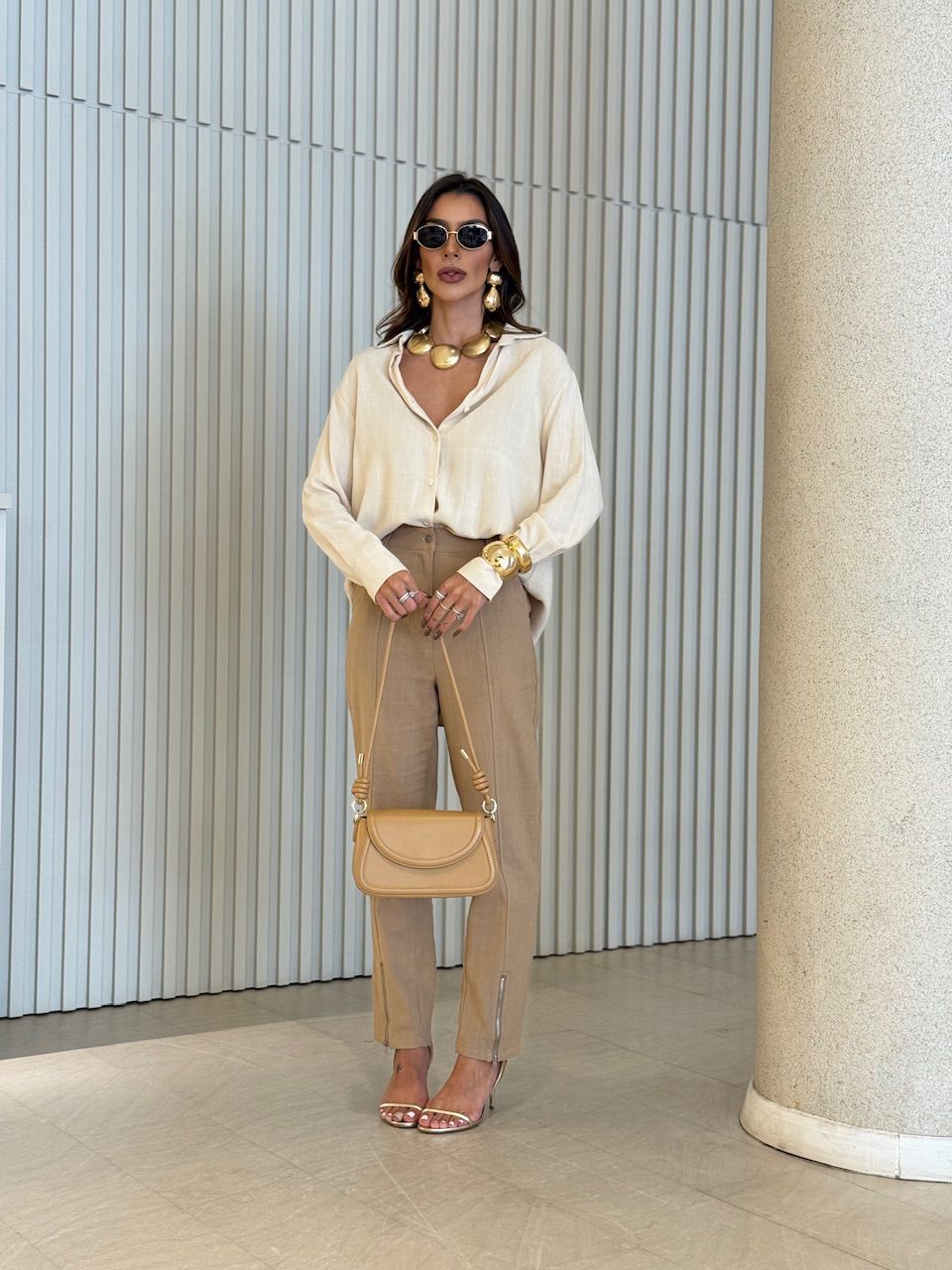 CAMISA ALESSANDRA LINHO CREME