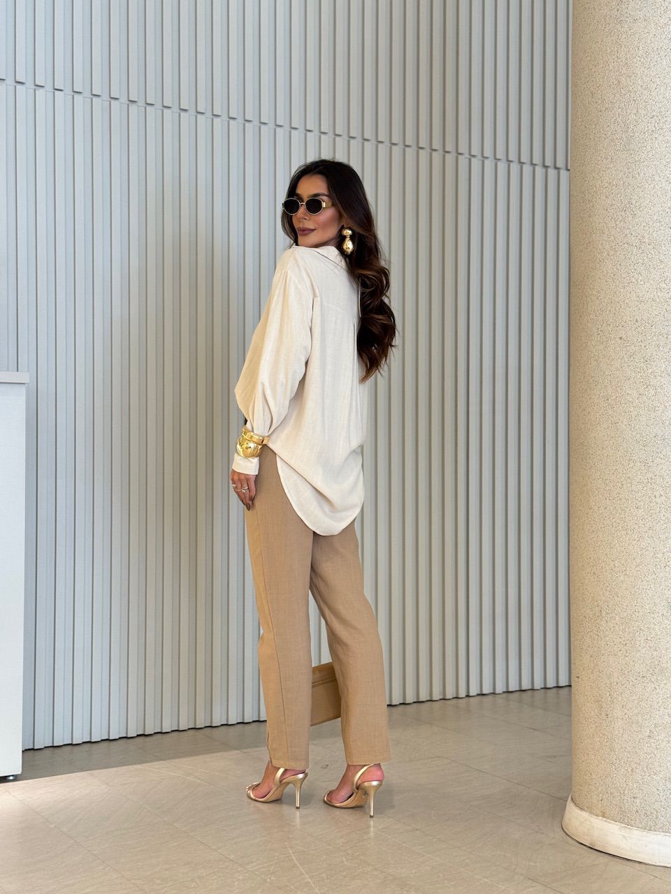 CAMISA ALESSANDRA LINHO CREME