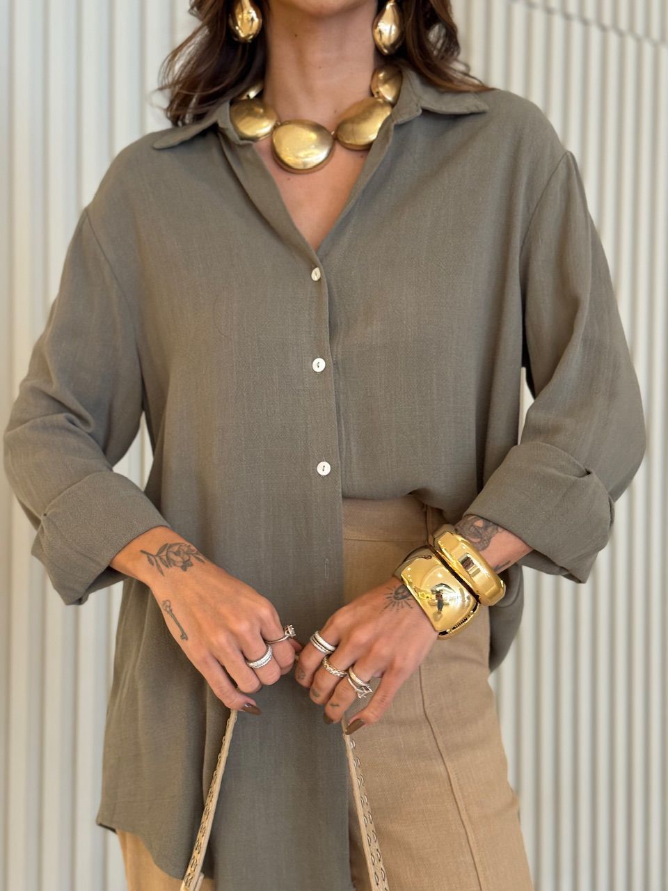 CAMISA ALESSANDRA LINHO VERDE