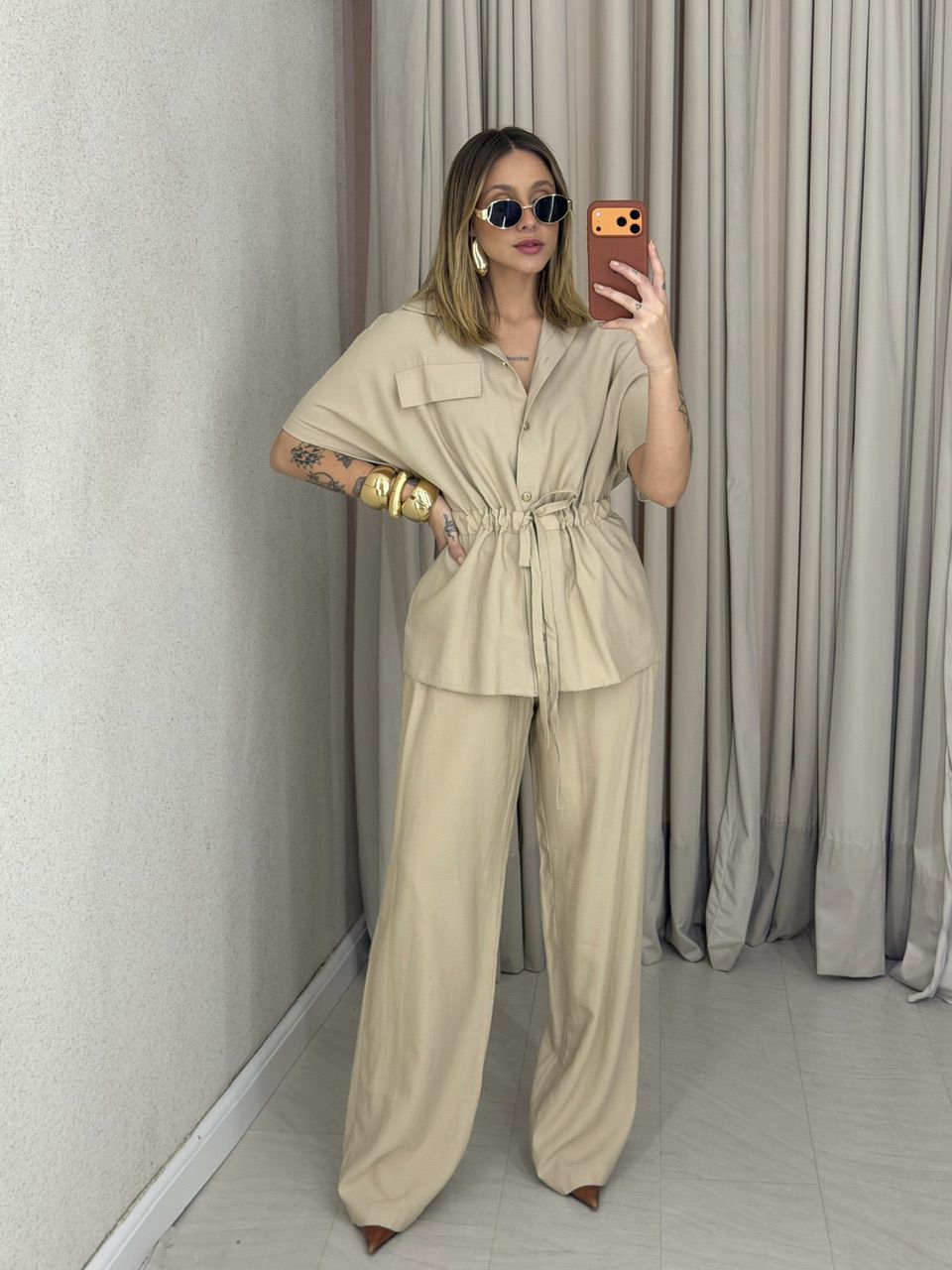 CONJUNTO ALEXIA COLETE CARGO AREIA - 0075170110 - CAROLLA FERRARO