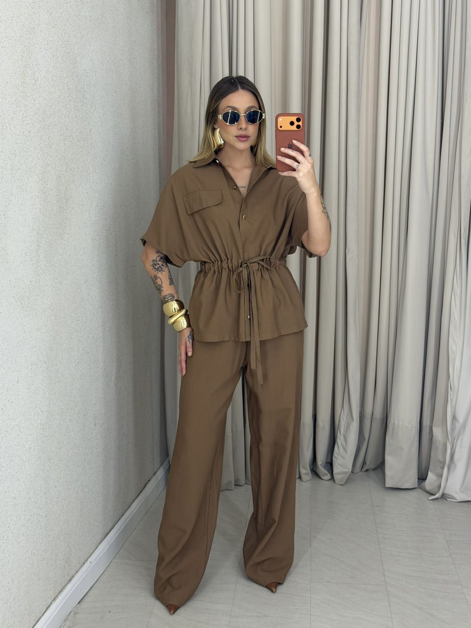 CONJUNTO ALEXIA COLETE CARGO CAQUI - 0075170096 - CAROLLA FERRARO