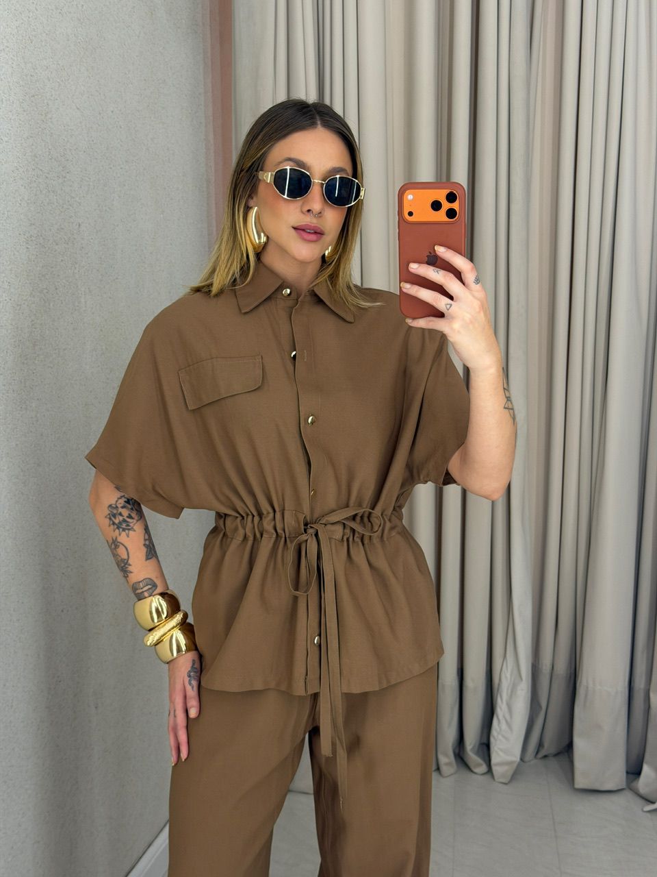 CONJUNTO ALEXIA COLETE CARGO CAQUI