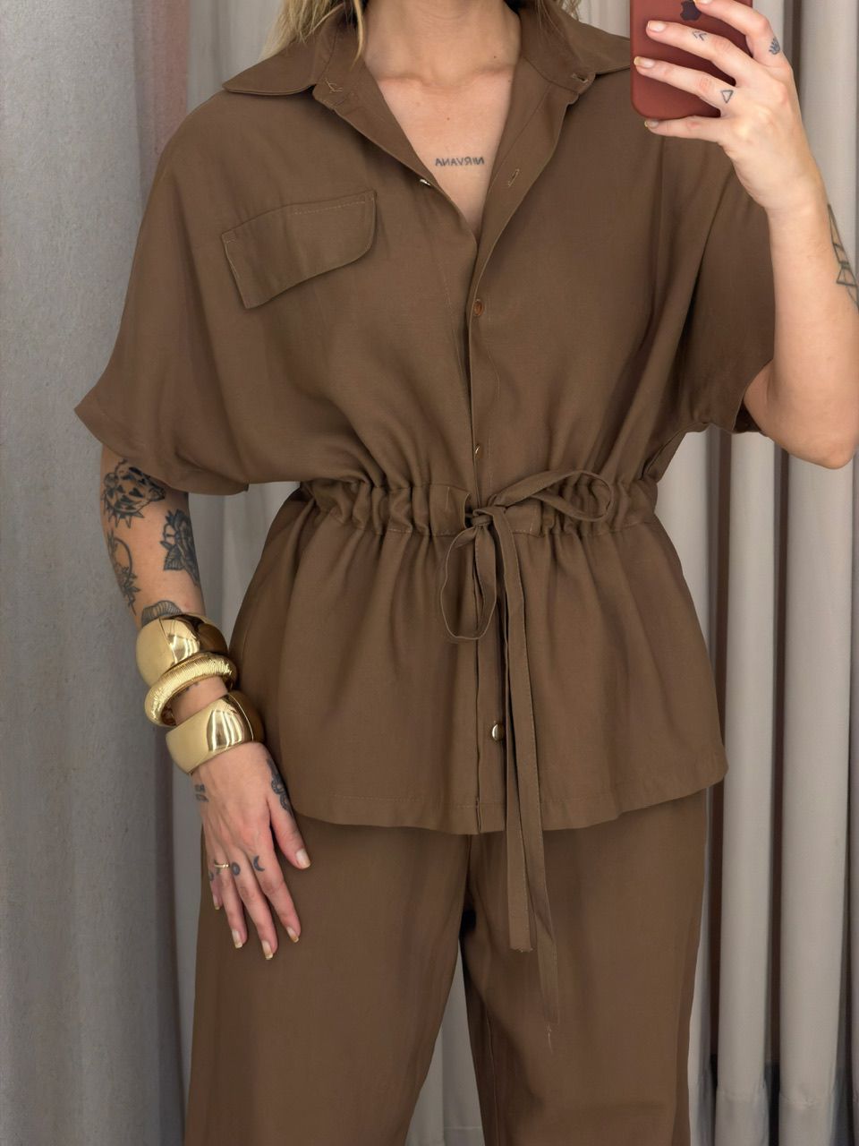 CONJUNTO ALEXIA COLETE CARGO CAQUI