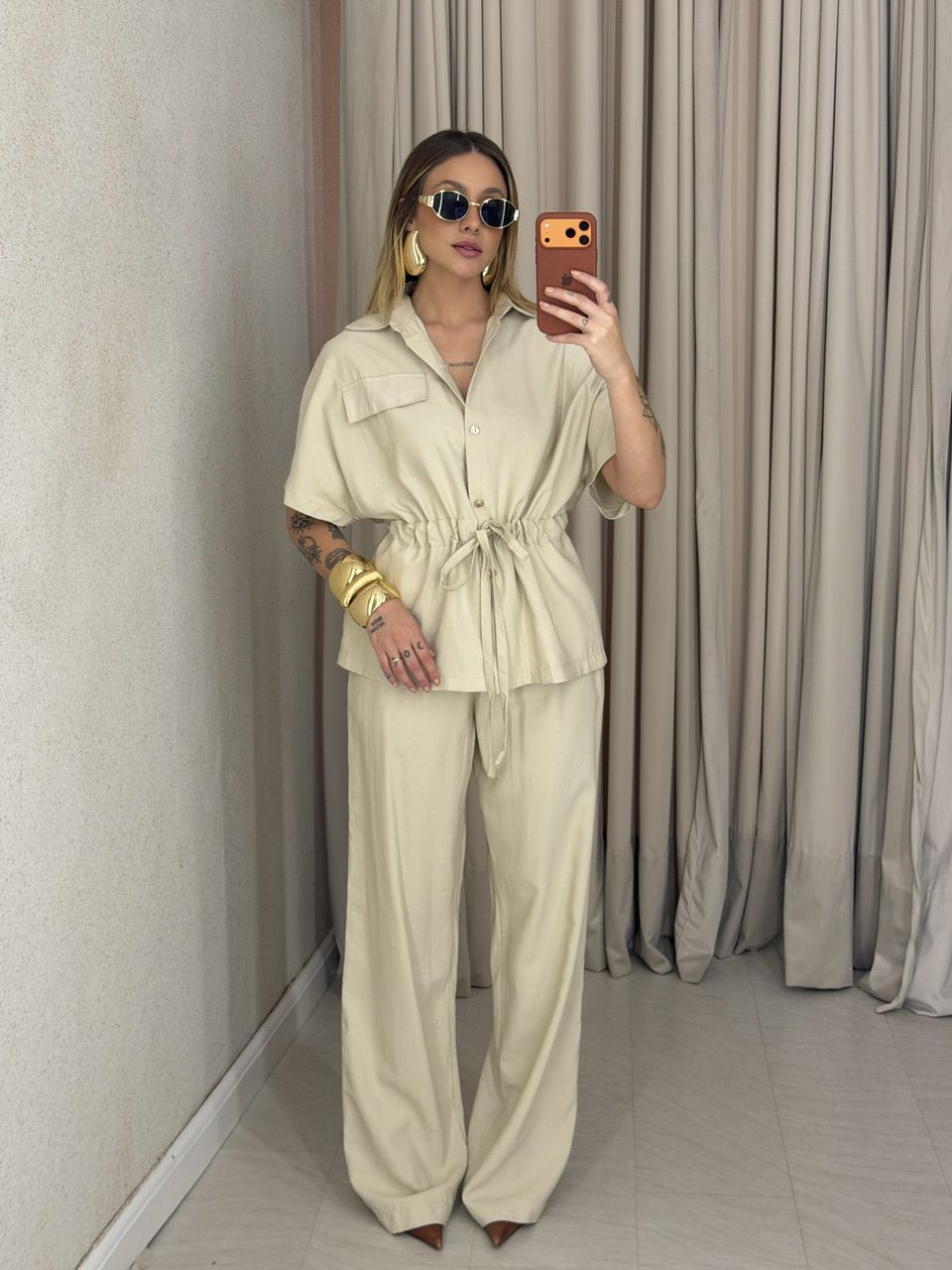 CONJUNTO ALEXIA COLETE CARGO MARFIM - 0075170056 - CAROLLA FERRARO