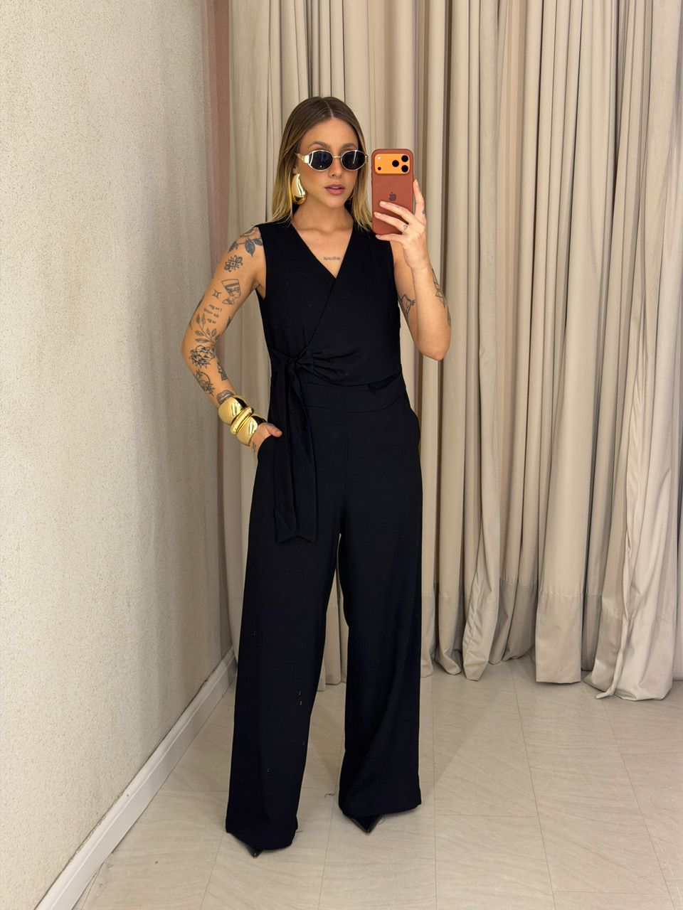 MACACÃO MICAELA AMARRAÇÃO PRETO - 0075180032 - CAROLLA FERRARO