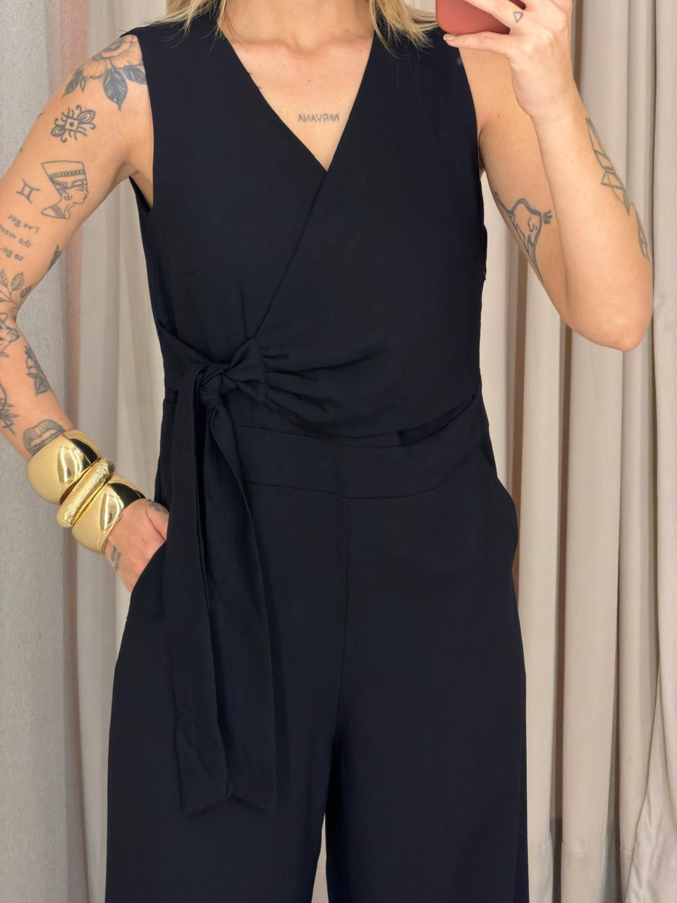 MACACÃO MICAELA AMARRAÇÃO PRETO