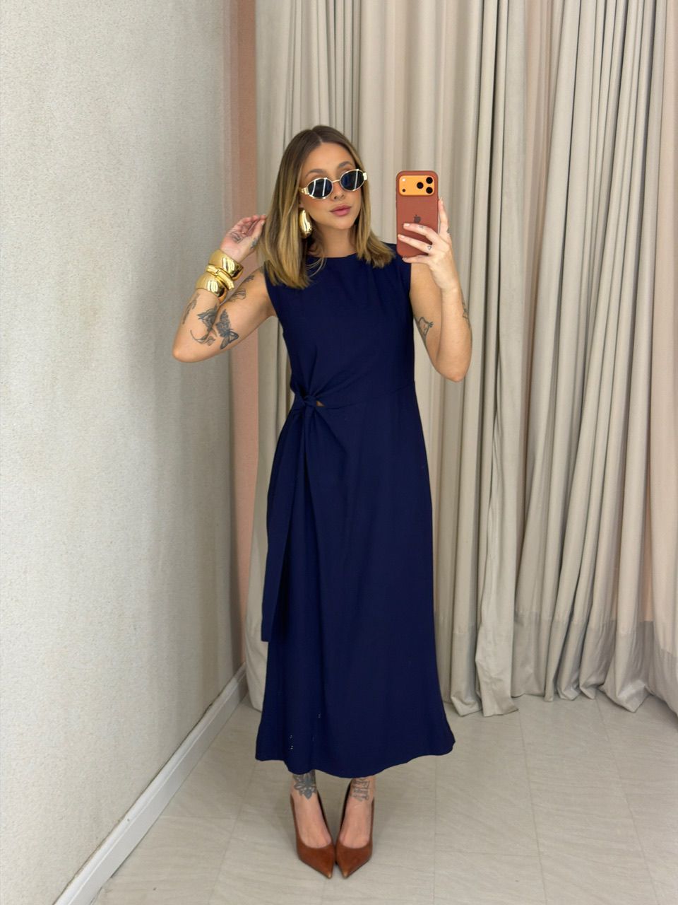 VESTIDO FRANCISCA AMARRAÇÃO MARINHO