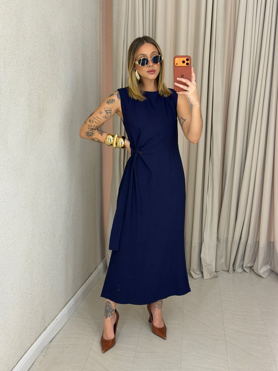 VESTIDO FRANCISCA AMARRAÇÃO MARINHO