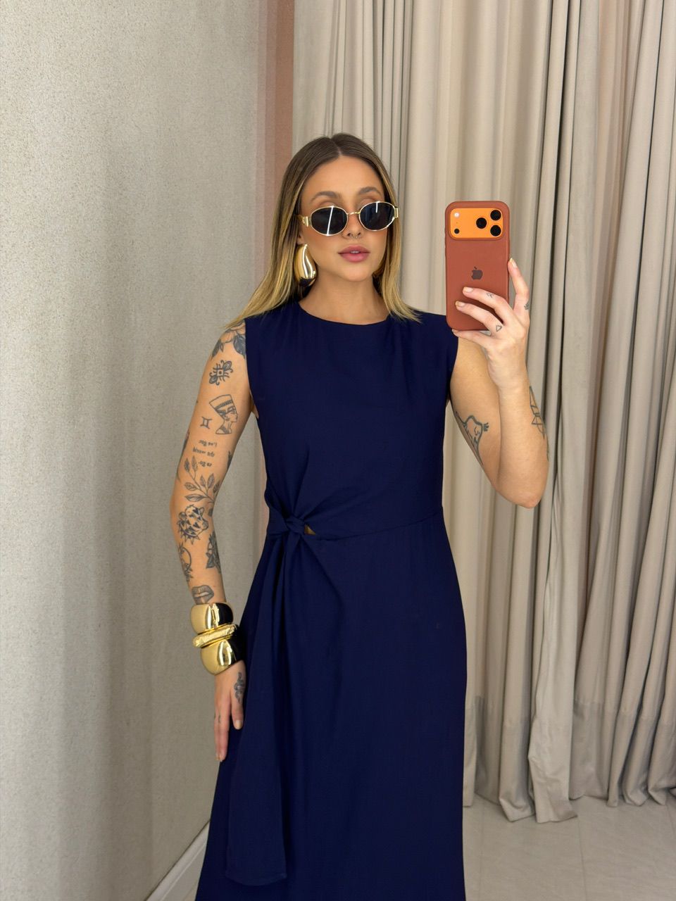 VESTIDO FRANCISCA AMARRAÇÃO MARINHO