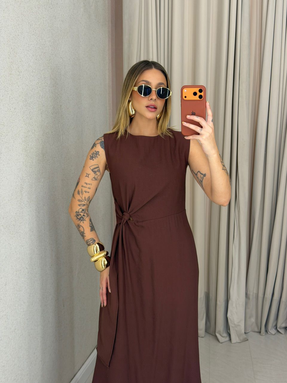 VESTIDO FRANCISCA AMARRAÇÃO MARROM