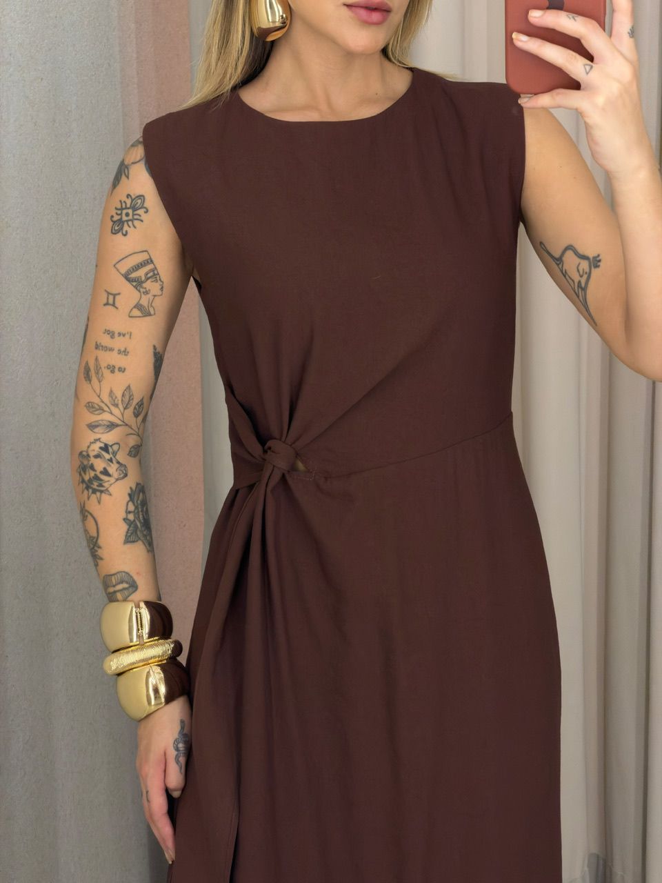 VESTIDO FRANCISCA AMARRAÇÃO MARROM