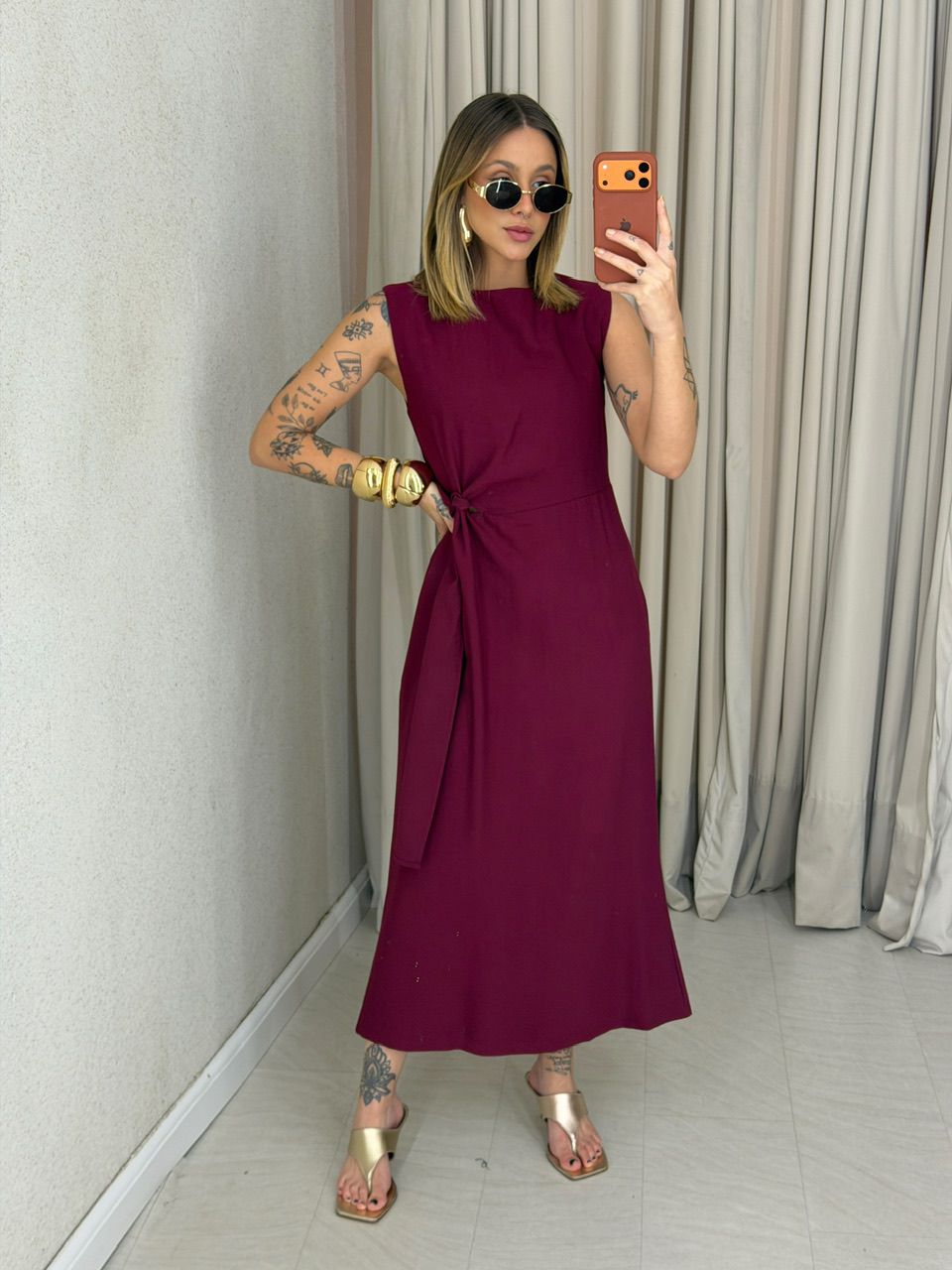 VESTIDO FRANCISCA AMARRAÇÃO VINHO