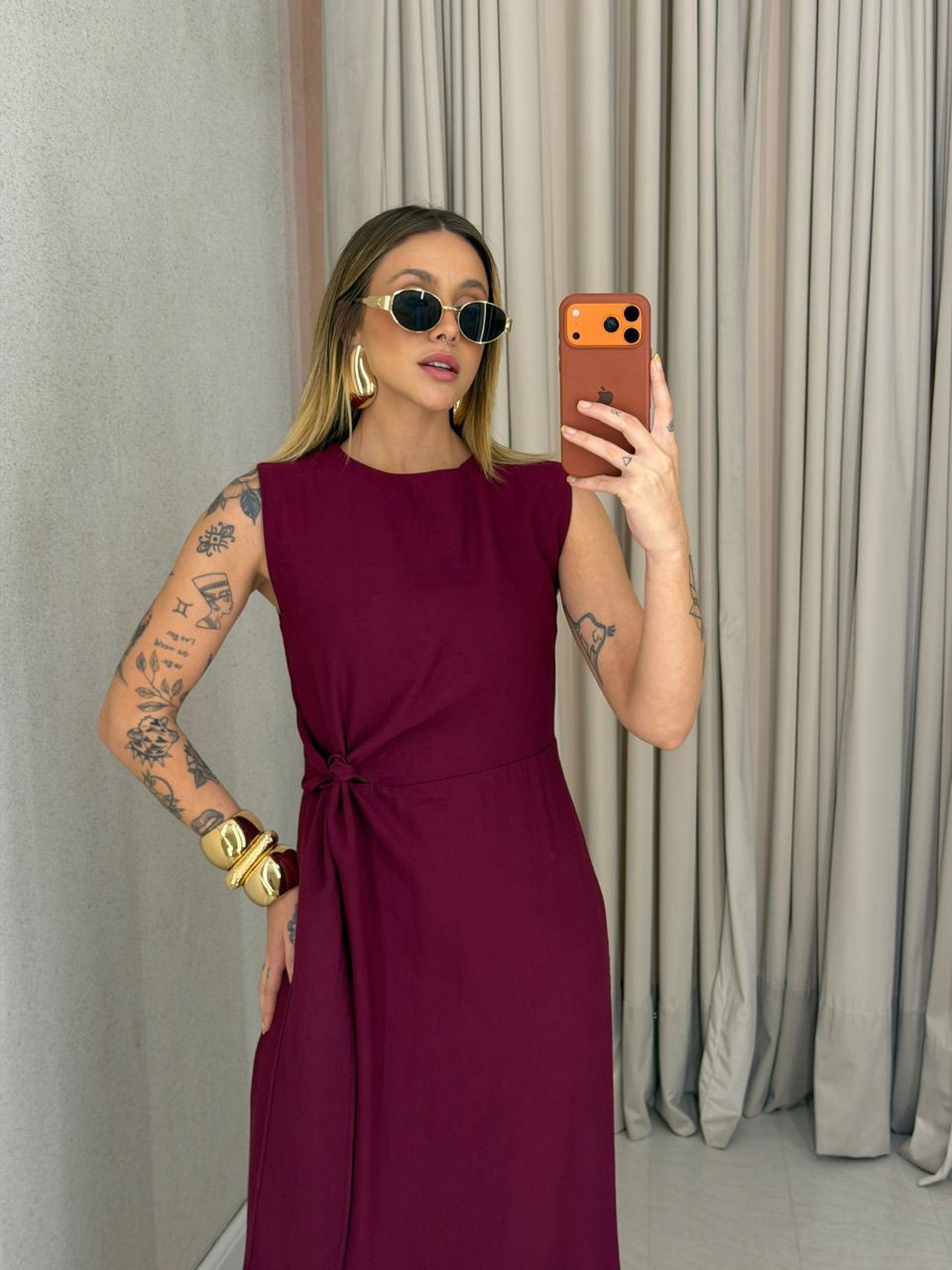 VESTIDO FRANCISCA AMARRAÇÃO VINHO