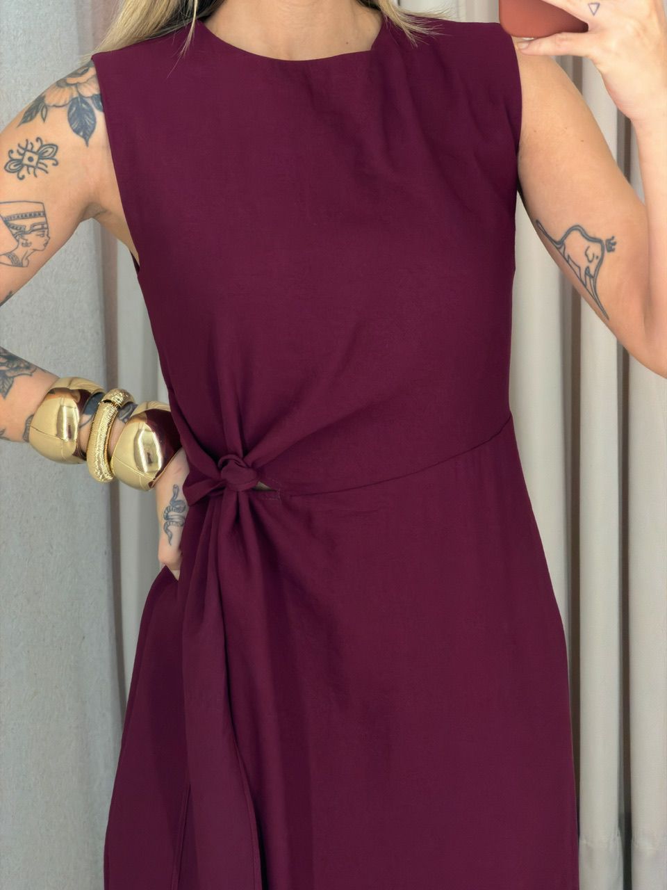 VESTIDO FRANCISCA AMARRAÇÃO VINHO