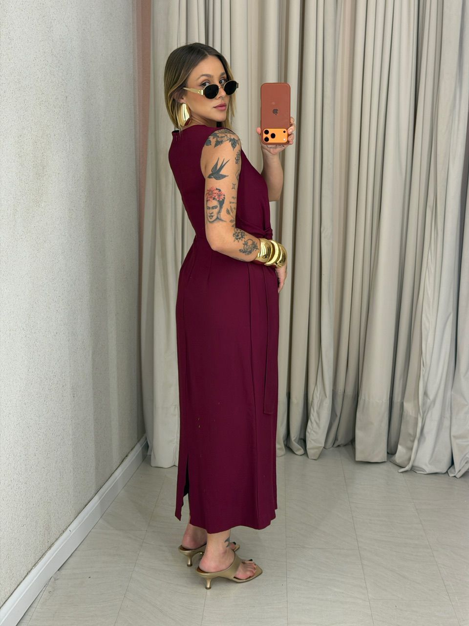 VESTIDO FRANCISCA AMARRAÇÃO VINHO