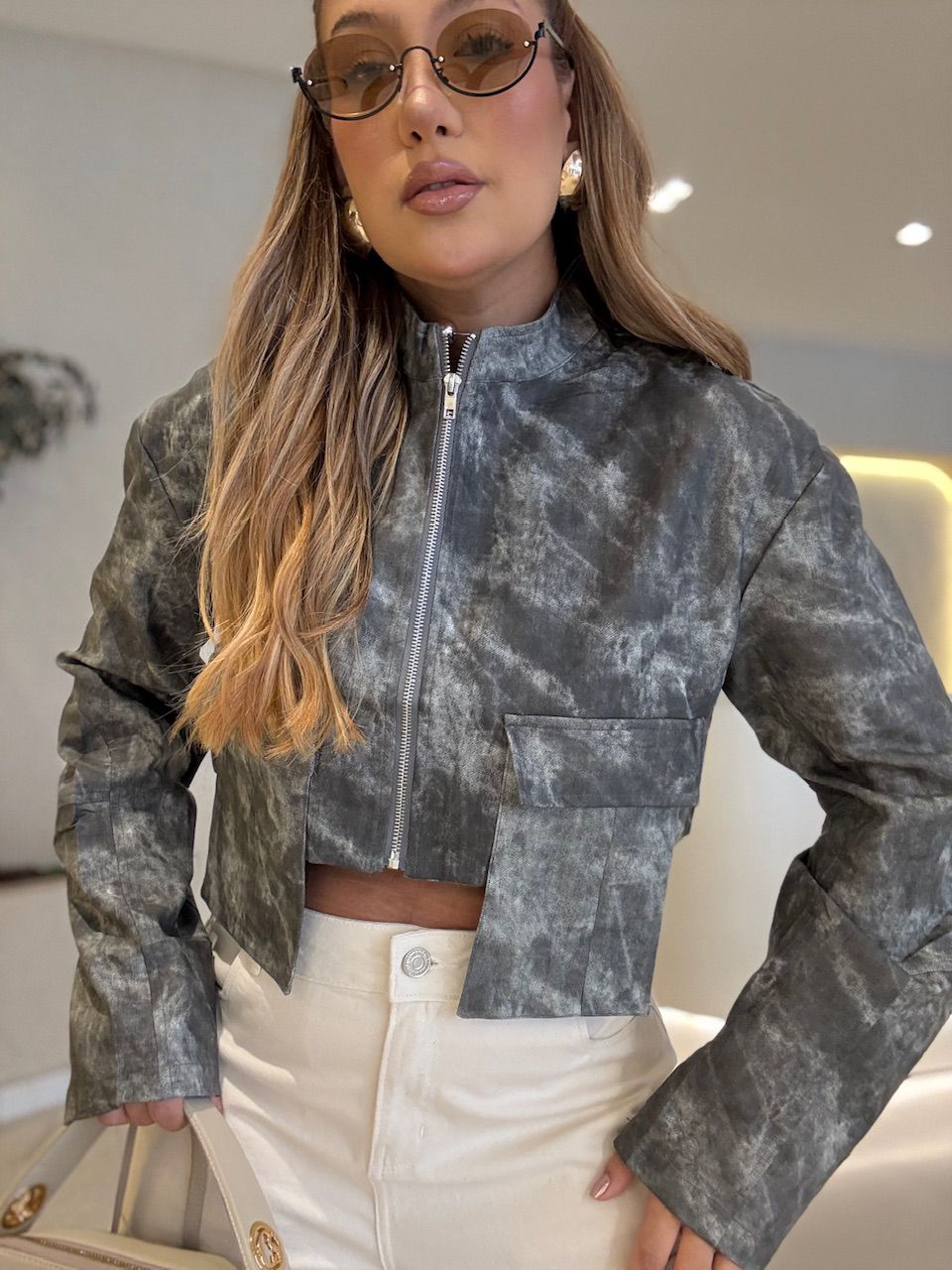 JAQUETA VIRGINIA CROPPED GRAFITE