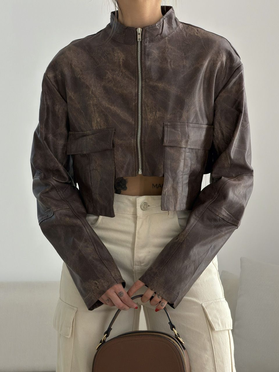 JAQUETA VIRGINIA CROPPED MARROM