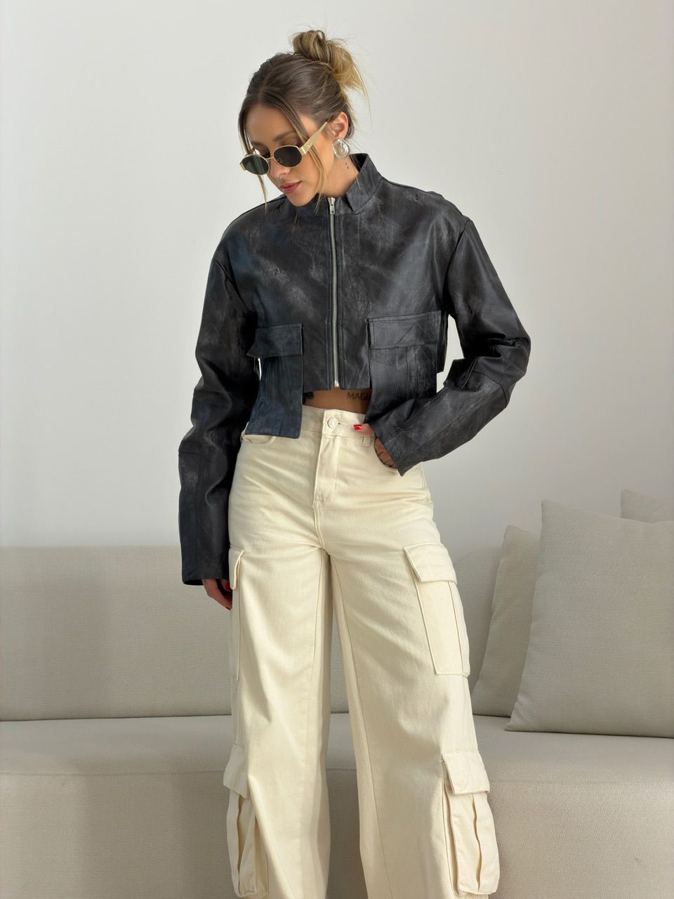 JAQUETA VIRGINIA CROPPED PRETA