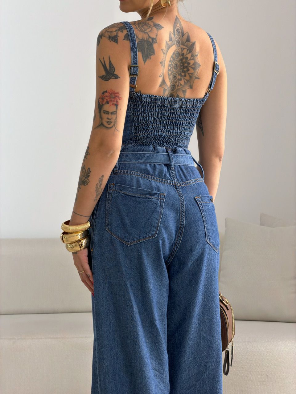 MACACÃO KAREN ALÇA JEANS ESCURO