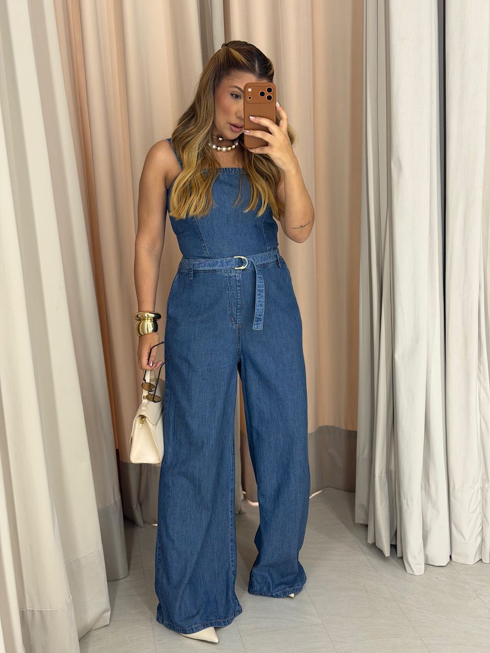 MACACÃO KAREN ALÇA JEANS ESCURO