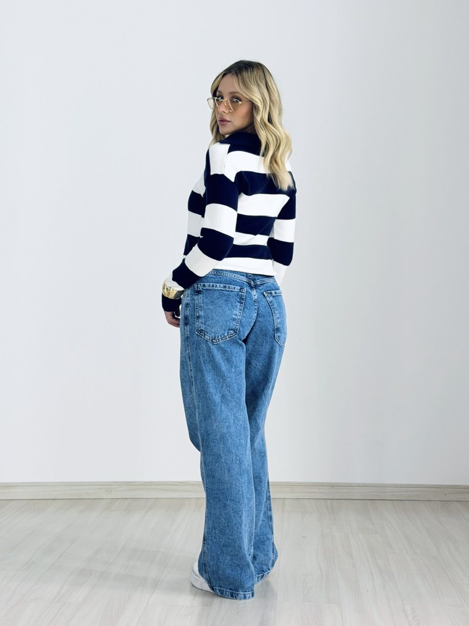 TRICOT MAFER LISTRAS OFF/MARINHO