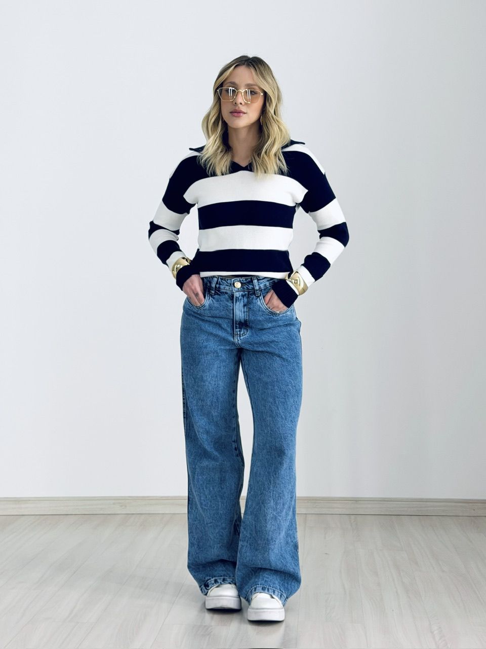 TRICOT MAFER LISTRAS OFF/MARINHO