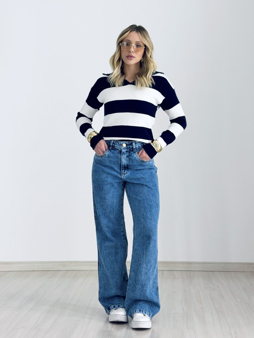TRICOT MAFER LISTRAS OFF/MARINHO