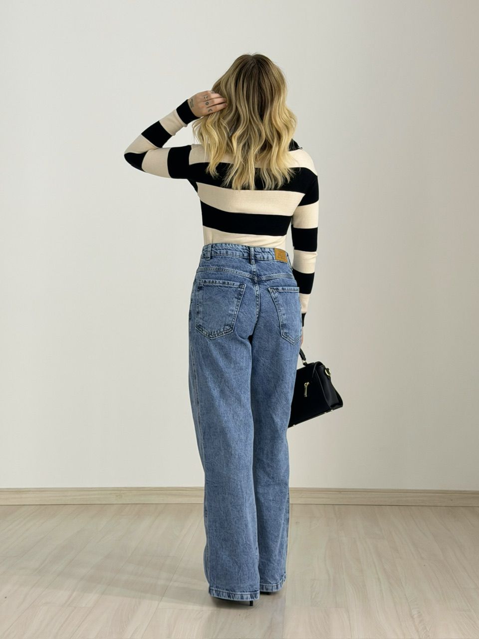 TRICOT MAFER LISTRAS PRETO/CREME