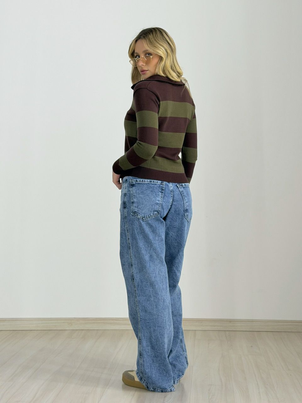 TRICOT MAFER LISTRAS VERDE/MARROM