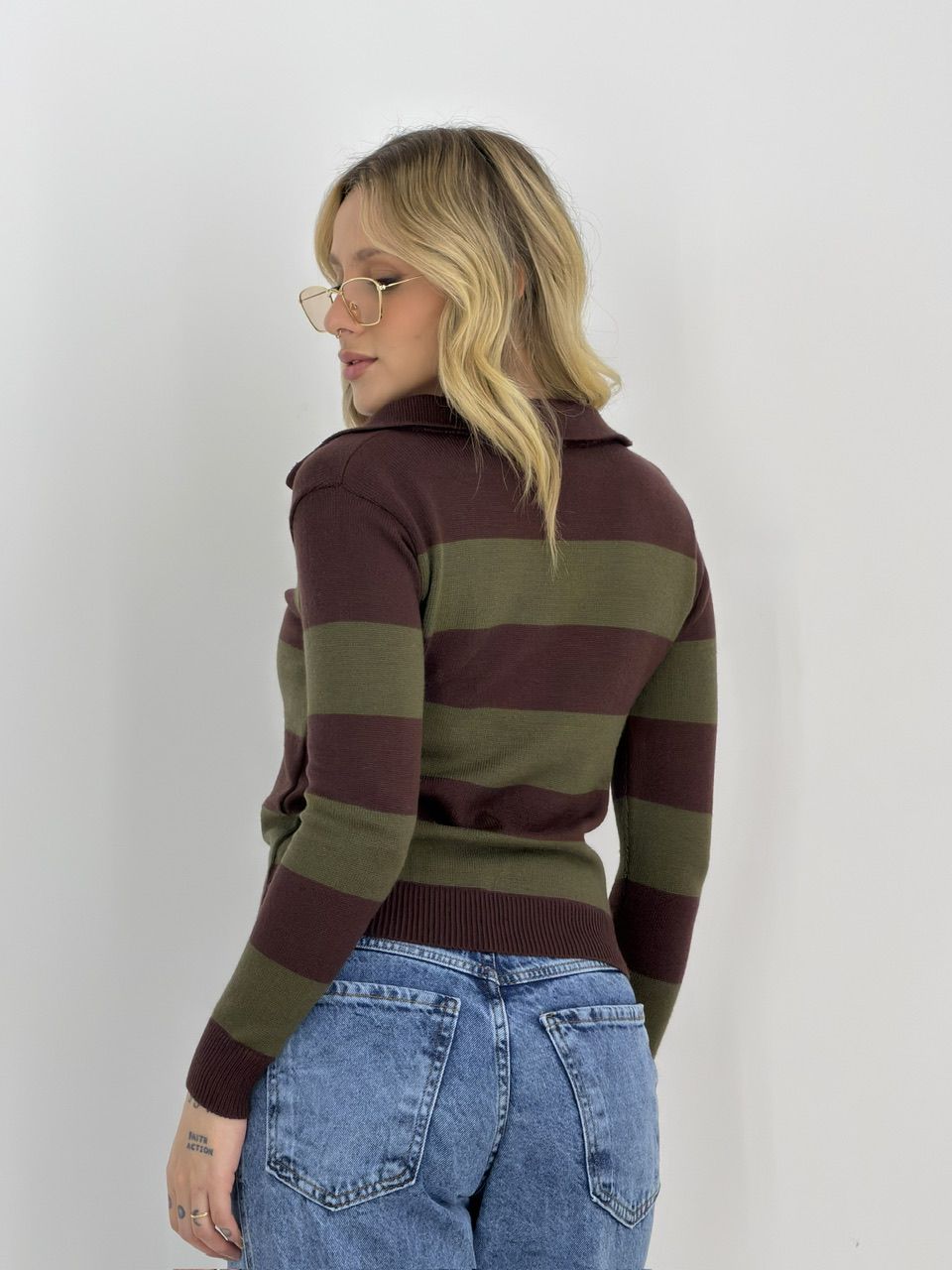 TRICOT MAFER LISTRAS VERDE/MARROM