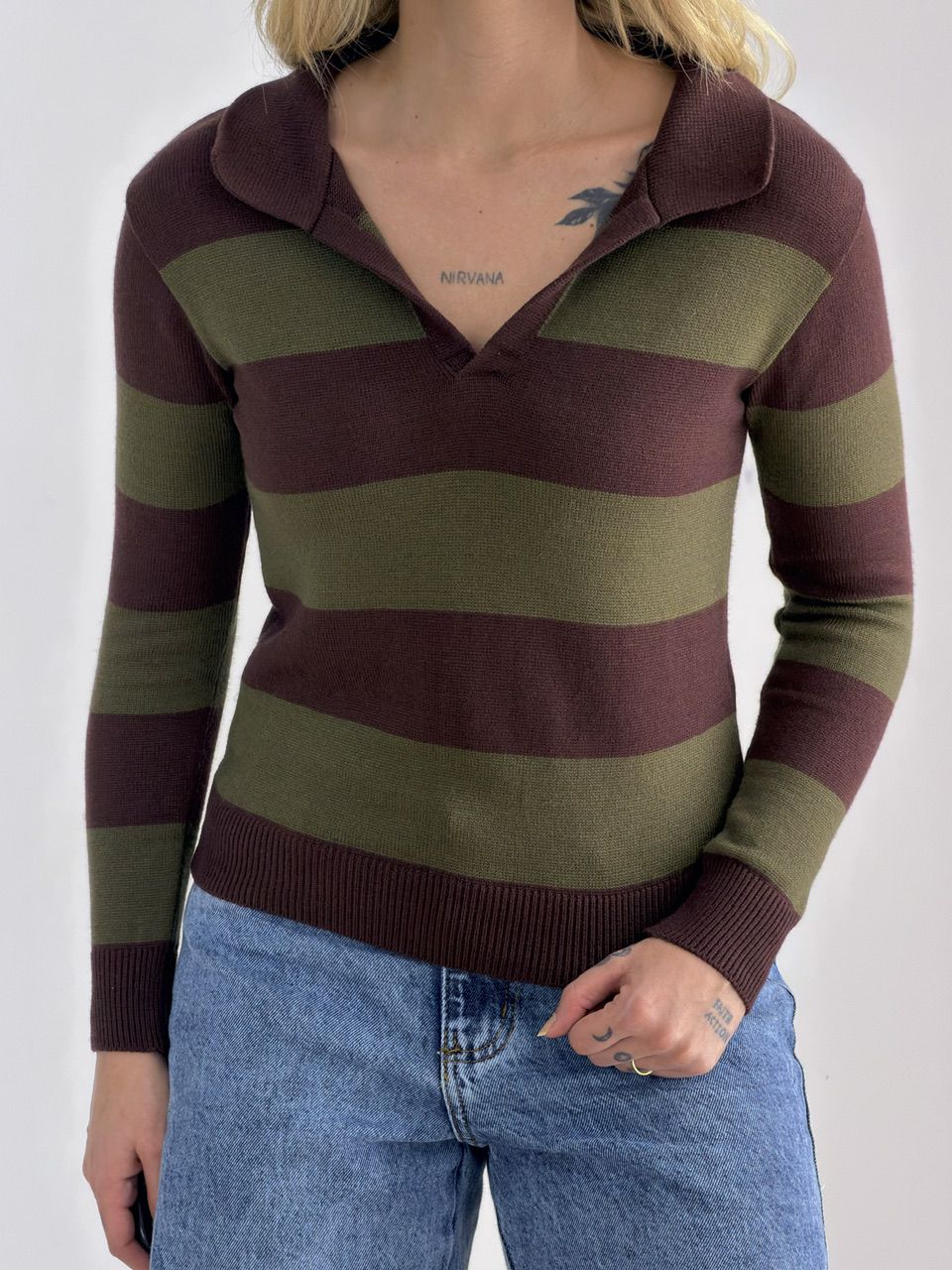 TRICOT MAFER LISTRAS VERDE/MARROM