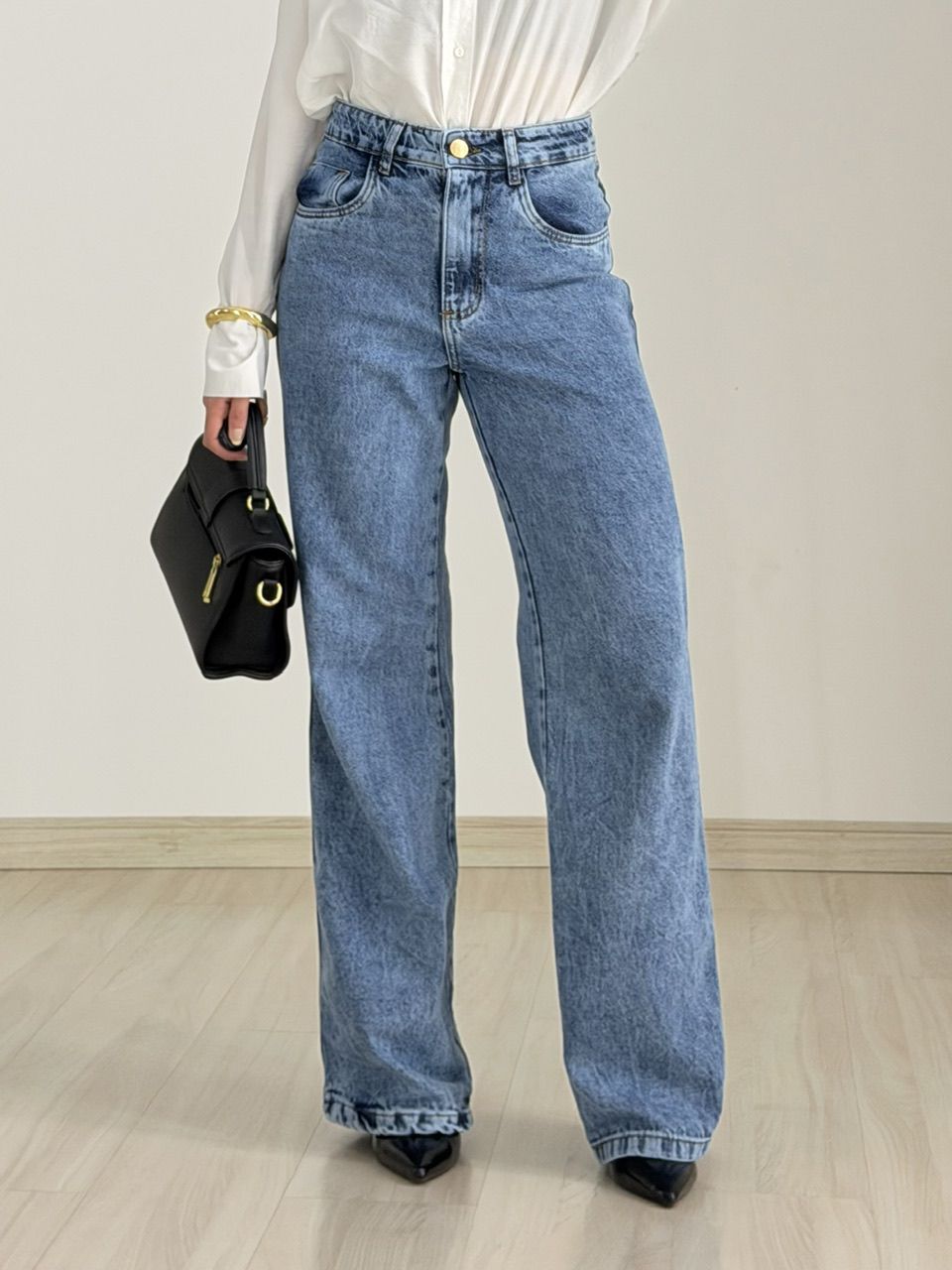 CALÇA CINTIA WIDE LEG JEANS - 0078320122 - CAROLLA FERRARO