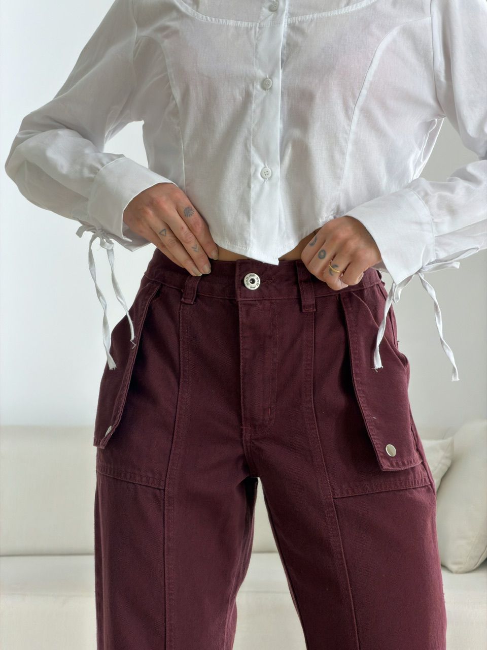 CALÇA CAROLINE JEANS VINHO