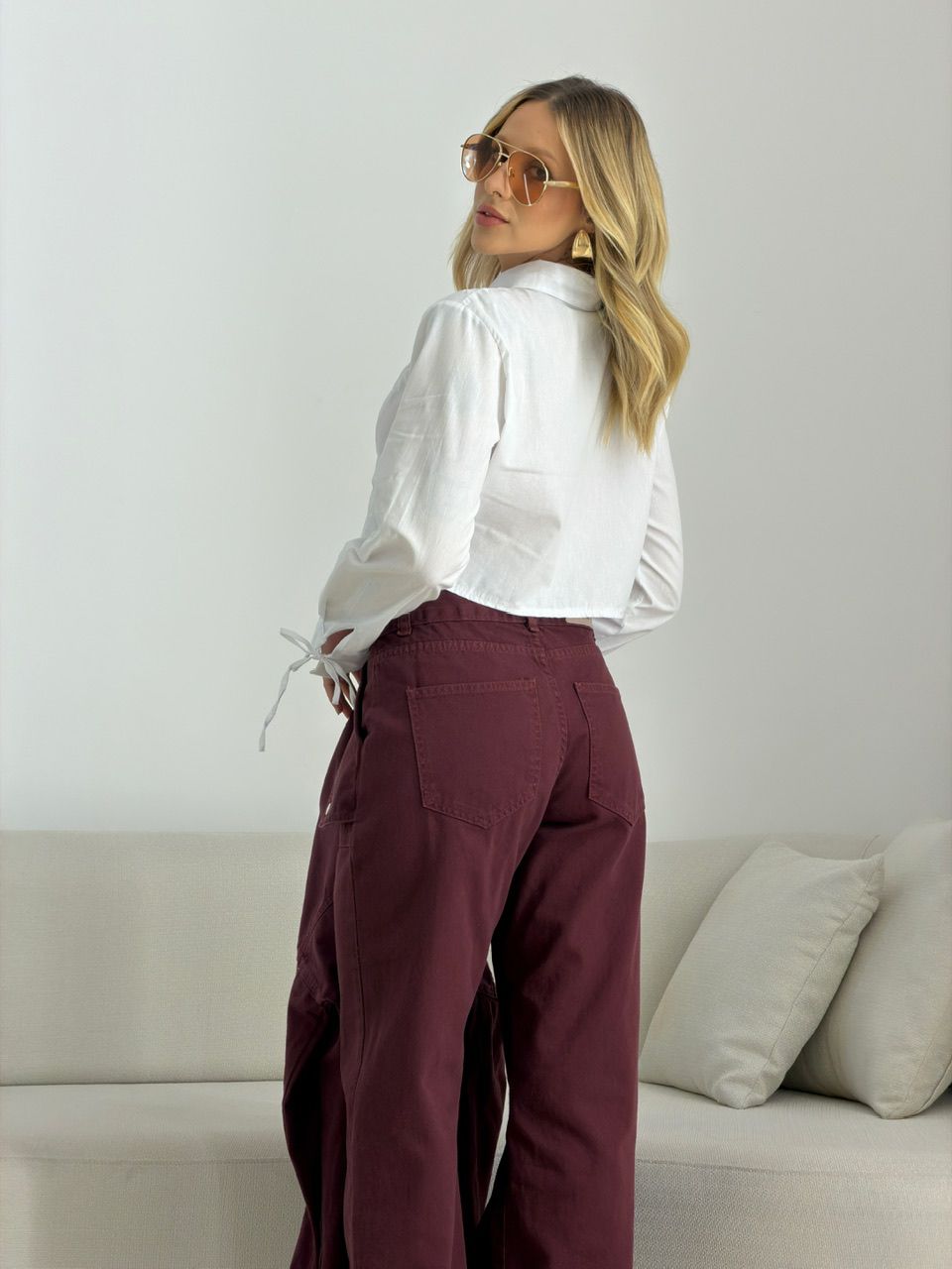 CALÇA CAROLINE JEANS VINHO
