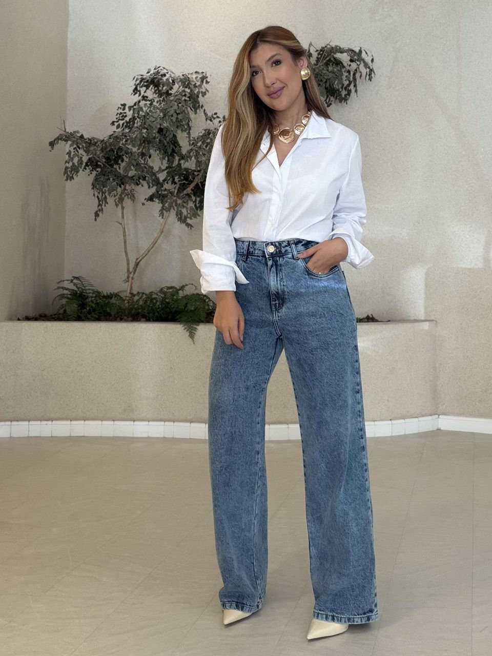 CALÇA CINTIA 02 WIDE LEG JEANS CLARO