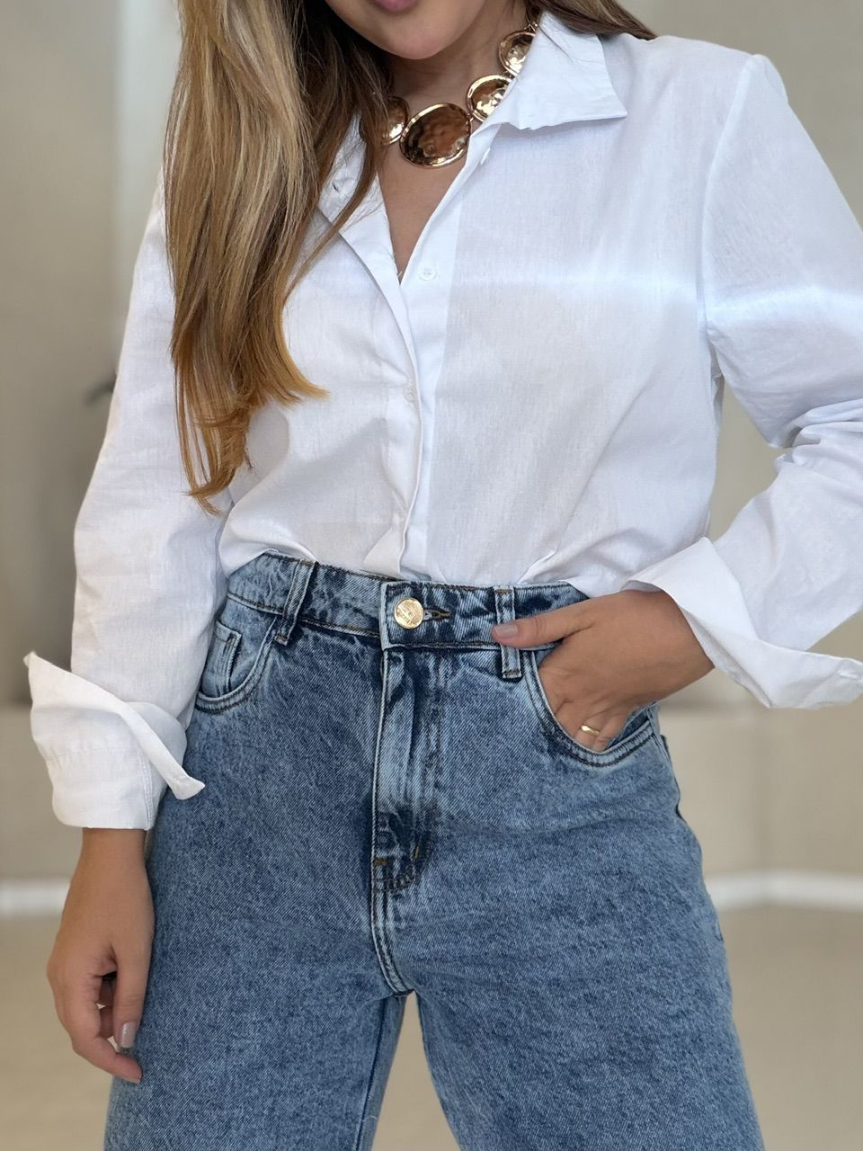 CALÇA CINTIA 02 WIDE LEG JEANS CLARO