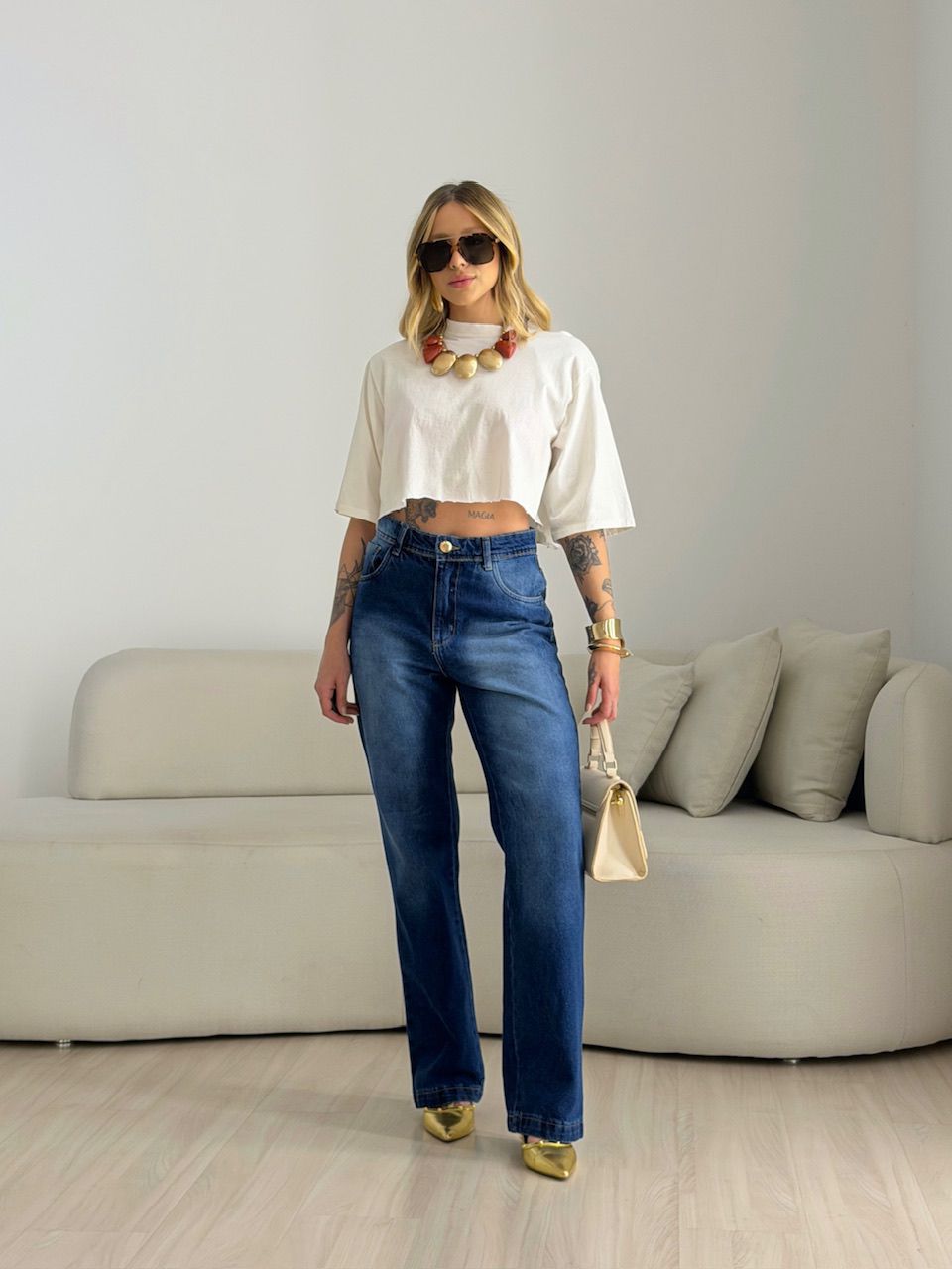 CALÇA MAGALI RETA JEANS ESCURO