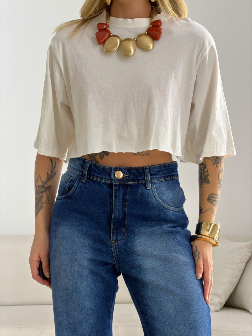 CALÇA MAGALI RETA JEANS ESCURO